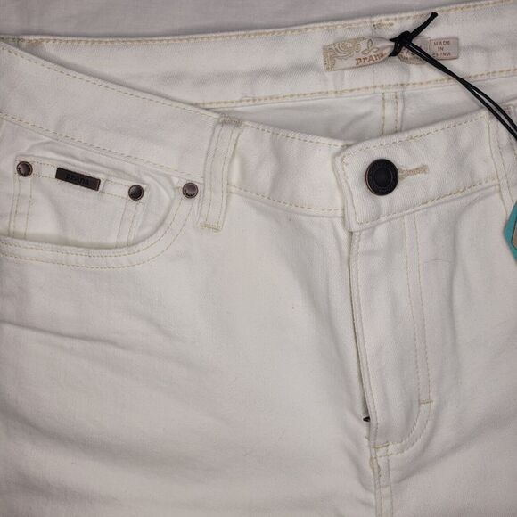 NWT prAna Jeans Womens White Sienna Fitted Stretch 5 Pocket  Size 12 New‎ - Picture 1 of 9